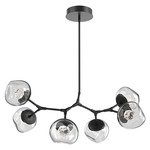 Luna Modern Branch Chandelier - Matte Black / Clear Floret