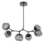 Luna Modern Branch Chandelier - Matte Black / Smoke Floret