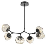 Luna Modern Branch Chandelier - Matte Black / Amber Geo