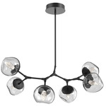 Luna Modern Branch Chandelier - Matte Black / Clear Geo