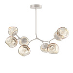 Luna Modern Branch Chandelier - Beige Silver / Amber Floret