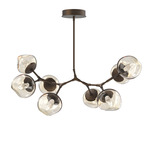 Luna Modern Branch Chandelier - Flat Bronze / Amber Geo