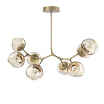 Luna Modern Branch Chandelier - Gilded Brass / Amber Floret