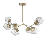 Luna Modern Branch Chandelier - Gilded Brass / Clear Floret