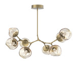 Luna Modern Branch Chandelier - Gilded Brass / Amber Geo