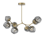 Luna Modern Branch Chandelier - Gilded Brass / Smoke Zircon