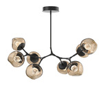 Luna Modern Branch Chandelier - Matte Black / Bronze Floret