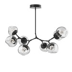 Luna Modern Branch Chandelier - Matte Black / Clear Floret