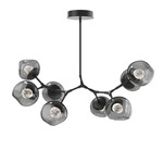 Luna Modern Branch Chandelier - Matte Black / Smoke Floret