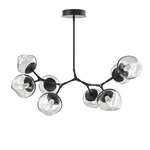 Luna Modern Branch Chandelier - Matte Black / Clear Geo