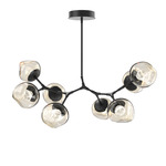 Luna Modern Branch Chandelier - Matte Black / Amber Zircon