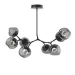 Luna Modern Branch Chandelier - Matte Black / Smoke Zircon