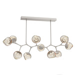 Luna Modern Branch Chandelier - Beige Silver / Amber Floret