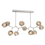 Luna Modern Branch Chandelier - Beige Silver / Bronze Floret