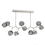 Luna Modern Branch Chandelier - Beige Silver / Smoke Floret