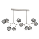 Luna Modern Branch Chandelier - Beige Silver / Smoke Geo