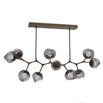 Luna Modern Branch Chandelier - Flat Bronze / Smoke Floret