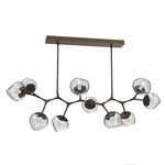 Luna Modern Branch Chandelier - Flat Bronze / Clear Geo