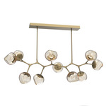 Luna Modern Branch Chandelier - Gilded Brass / Amber Floret