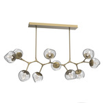 Luna Modern Branch Chandelier - Gilded Brass / Clear Geo