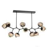 Luna Modern Branch Chandelier - Matte Black / Bronze Floret