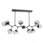 Luna Modern Branch Chandelier - Matte Black / Clear Floret