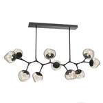 Luna Modern Branch Chandelier - Matte Black / Amber Geo