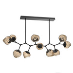 Luna Modern Branch Chandelier - Matte Black / Bronze Zircon