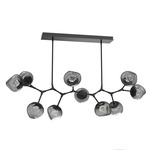 Luna Modern Branch Chandelier - Matte Black / Smoke Zircon