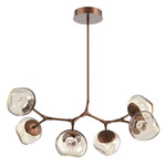 Luna Modern Branch Chandelier - Burnished Bronze / Amber Floret