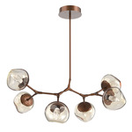 Luna Modern Branch Chandelier - Burnished Bronze / Amber Geo