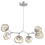 Luna Modern Branch Chandelier - Classic Silver / Amber Geo