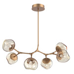 Luna Modern Branch Chandelier - Novel Brass / Amber Geo