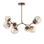 Luna Modern Branch Chandelier - Burnished Bronze / Amber Floret