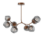 Luna Modern Branch Chandelier - Burnished Bronze / Smoke Floret