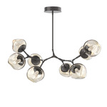 Luna Modern Branch Chandelier - Graphite / Amber Geo