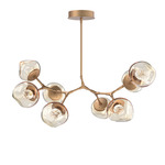 Luna Modern Branch Chandelier - Novel Brass / Amber Floret