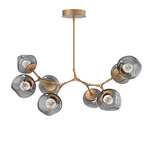 Luna Modern Branch Chandelier - Novel Brass / Smoke Floret