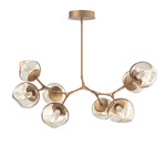 Luna Modern Branch Chandelier - Novel Brass / Amber Geo