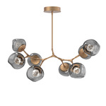 Luna Modern Branch Chandelier - Novel Brass / Smoke Zircon