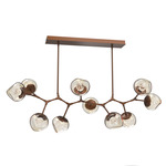 Luna Modern Branch Chandelier - Burnished Bronze / Amber Floret