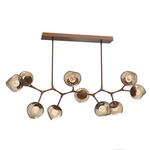 Luna Modern Branch Chandelier - Burnished Bronze / Bronze Floret