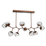 Luna Modern Branch Chandelier - Burnished Bronze / Clear Geo