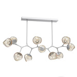 Luna Modern Branch Chandelier - Classic Silver / Amber Geo