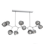 Luna Modern Branch Chandelier - Classic Silver / Smoke Geo