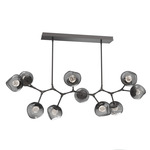 Luna Modern Branch Chandelier - Graphite / Smoke Floret