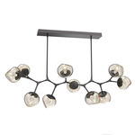 Luna Modern Branch Chandelier - Graphite / Amber Geo