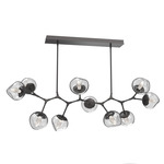 Luna Modern Branch Chandelier - Graphite / Clear Geo