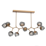 Luna Modern Branch Chandelier - Novel Brass / Smoke Floret