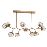 Luna Modern Branch Chandelier - Novel Brass / Amber Geo